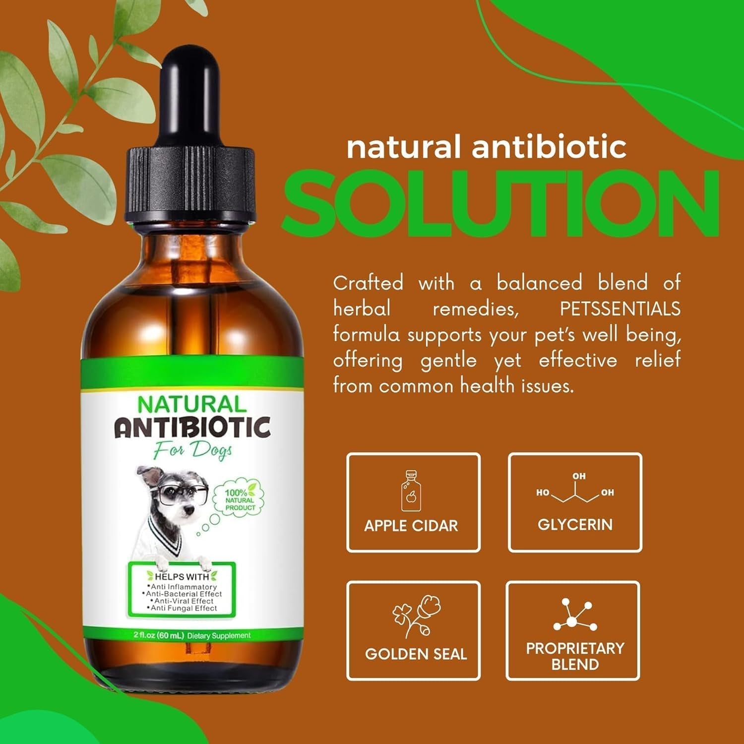 Herbal liquid supplement for dogs - suitable for all breeds and sizes